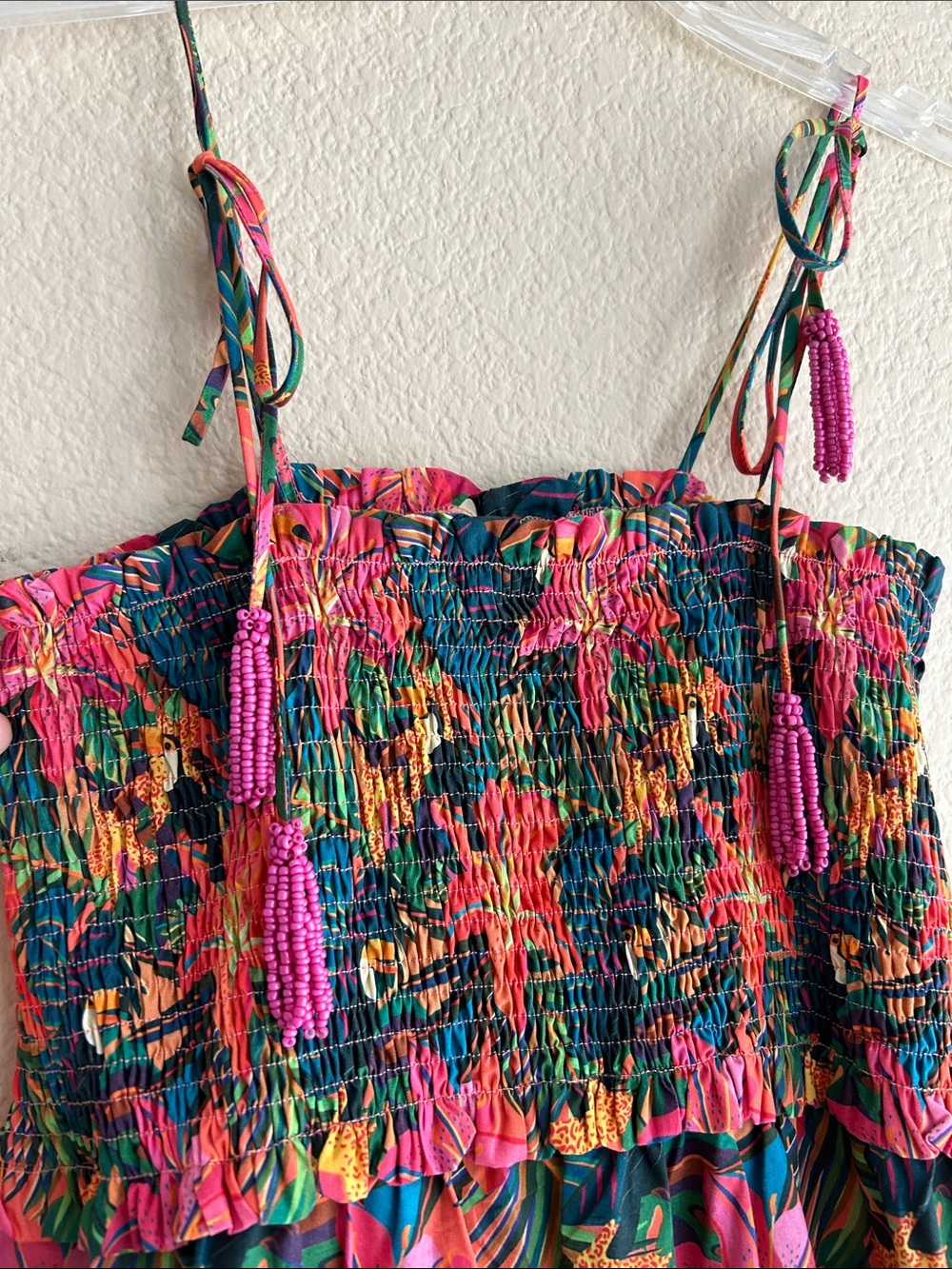 Anthropologie farm rio cover up- midi dressMulticolor Beaded Tropical Print 
S - Picture 5 of 8